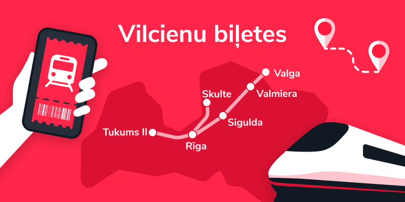 Jaunums! Pērc vilciena biļetes maršrutā Rīga – Sigulda – Cēsis – Valmiera - Valka